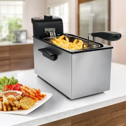 Roestvrijstalen Friteuse - Frituurpan Elektrisch - Knapperige Snacks Maken - Met Koelzone - 3 Liter - Zilver — thumbnail 4