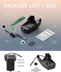 Dashcam voor auto - Zwart - Geschikt voor Volvo XC90 2023-2026 - 2160P 4K Video - Met Wifi en G-sensor — thumbnail 5
