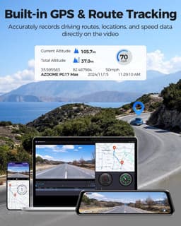 Dashcam voor auto - Zwart - 12 inch - Spiegel met 4K + 2.5K camera’s en GPS - Voor optimale beveiliging en nachtzicht — thumbnail 5