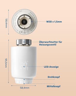 Slimme Thermostaat - Verwarming Regelaar - Energie Besparen - App Bediening - 5.24 x 5.24 cm - Wit — thumbnail 3