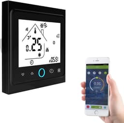 Wifi Thermostaat - Temperatuurregelaar Vloerverwarming - Energie Besparen - Spraakbesturing Compatibel - 16A - Zwart — thumbnail 1