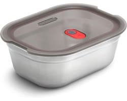 Microwave Lunchbox - Roestvrijstalen container - Maaltijden meenemen - Lekvrij en luchtdicht - 1200ml - Zilver