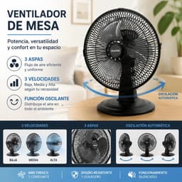 House Of Atelier - Ventilator - Tafelventilator - Verstelbare Luchtstroom en Kantelhoek - 90° Oscilatie - Snelheden - 30 cm — thumbnail 4