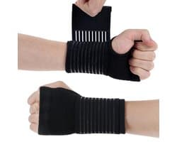 Wrist Support Brace, 2-pack Elastische Polsbrace Pols Spalk brace met riem, Adjustable Wrist Strap Polssteun Ademende Spalk, Polsspalk Zonder Metalen Staven Geweldig voor Verstuikingen, Verwondingen, Pijnverlichting of Sportgebruik(zwart)