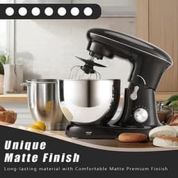 Keukenmixer – Mengmachine – Bakmixer – Deegkneder – Standmixer – 1400W Krachtige Motor – 4,5 Liter RVS Mengkom – Zwart — thumbnail 2