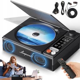 CD speler - Bluetooth luidspreker - Draagbare Multifunctionele CD speler - 4000mAh Accu & 4.5u Speeltijd - 7 Modi & Bluetooth - Retro Design & Display - Voor Thuis & Onderweg — thumbnail 1