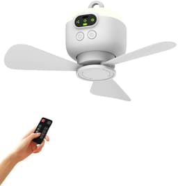 NordHaus Draagbare Plafondventilator - Hangventilator - Camping Ventilator met LED-Verlichting - USB Oplaadbaar - Afstandsbediening - 8000 mAh Accu — thumbnail 1