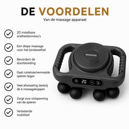 Massage Gun Fascia - Deep Tissue - 6 Koppen - 20 snelheidsniveau's - Zwart — thumbnail 4