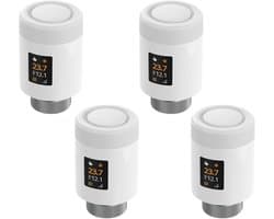 Thermostaat Radiator Actuator - Slimme Kraan - Energie Besparen - App Bediening - 4 Stuks - Wit