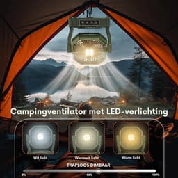 Campingventilator, 20.000 mAh, Tafelventilator, USB-ventilator, Batterij met verlichting, 4 snelheden, 4 timers, Afstandsbediening, Buitenventilator, Stil, met ophanghaken, voor kamperen, picknick. — thumbnail 3