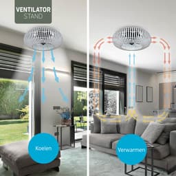 Varin® Smart Plafondlamp met ventilator - Bamboe Wit - Tuya Wifi - Ø 50cm - Plafondventilator met verlichting - Smart lamp slaapkamer - Plafonniere kinderkamer - Plafondlampen industrieel - Plafond lamp - Afstandsbediening - Plafond met ventilator — thumbnail 2