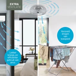 Varin® Smart Plafondlamp met ventilator - Bamboe Wit - Tuya Wifi - Ø 50cm - Plafondventilator met verlichting - Smart lamp slaapkamer - Plafonniere kinderkamer - Plafondlampen industrieel - Plafond lamp - Afstandsbediening - Plafond met ventilator — thumbnail 3