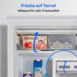 MEDION koelkast met ijsblokjescompartiment (90L totale nuttige inhoud 80L koelcompartiment 10L ijsblokjescompartiment, transparante groentelade, vrijstaand, verwisselbaar deurscharnier, in hoogte vers — thumbnail 5