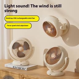 KZQ Kleine Oscillerende Tafelventilator Voor Slaapkamer - 23cm Stille Ventilator Met 3 Snelheden 4 Uur Timer En Herlaadbare Batterij - Voor Kantoor Studentenkamer En Thuis - Wit — thumbnail 2