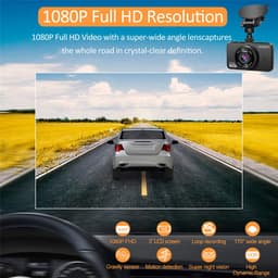 SnelShoppen - ORSKEY Dashcam voor Auto's Voor en Achter met Dubbele Lens 1080P Full HD, 170° Groothoek, SD-kaart Inbegrepen, G-sensor en Lusopnamemodu — thumbnail 5