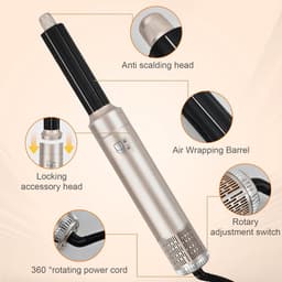 6-in-1 krultang, haarstyler, 6-in-1 haarstyler, krultang, warme lucht curler, 1000 W haarstyler, warme luchtborstel, warme luchtborstel met 6 reserves, voor het gladmaken van haar, drogen — thumbnail 5
