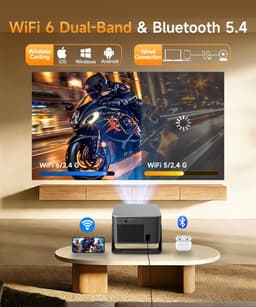 Mini Beamer 4K – Native 1080p – 600 ANSI Lumen – Autofocus – WiFi 6 & Bluetooth 5.4 – 180° Draaibaar — thumbnail 5