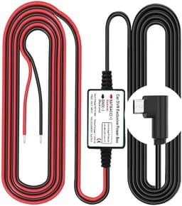 Dash Cam Hardwire Kit, Micro USB L-connectorpoort, Laagspanningsbeveiliging voor Dash Cam-camera's, DC 12V - 24V naar 5V/2.5A Max Autoladerkabelset met zekering — thumbnail 1