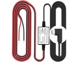 Dash Cam Hardwire Kit, Micro USB L-connectorpoort, Laagspanningsbeveiliging voor Dash Cam-camera's, DC 12V - 24V naar 5V/2.5A Max Autoladerkabelset met zekering
