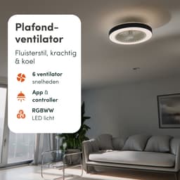 Avacy Plafondventilator met Verlichting - Plafondlamp Ventilator - Plafonniere - LED RGBW - Tuya Wifi Smart - Afstandsbediening - ⌀ 50cm - Zwart — thumbnail 3