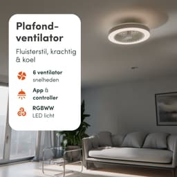Avacy Plafondventilator met Verlichting - Plafondlamp Ventilator - Plafonniere - LED RGBW - Tuya Wifi Smart - Afstandsbediening - ⌀ 50cm - Wit — thumbnail 3