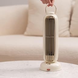 KZQ Bladloze Torenventilator - Usb Herlaadbaar - 3 Snelheden - 3600mAh Batterij - Stille Staande Ventilator - Geschikt Voor Slaapkamer Woonkamer Kantoor En Thuis - Crèmewit — thumbnail 2