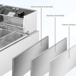 Elektrische Friteuse - Friteuse met mand - Thuis Frituren - Grote inhoud 6.3 liter - 1700 Watt - Roestvrij staal — thumbnail 4