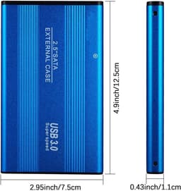 Externe Harde Schijf - Draagbare Opslag - Bestanden Opslaan - Supersnelle USB 3.0 - 2 TB - Blauw — thumbnail 4