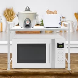 SnelShoppen - Microwave Rack, Magnetron Stand, Carbon Staal, Keuken Werkblad, Sterk en Stabiliteit, Wit, 2-Niveaus, Voor Magnetrons en Keukenapparaten — thumbnail 4