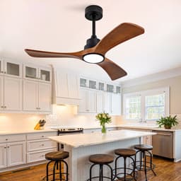 42 inch Deckenventilator met verlichting - Afstandsbediening en wandschakelaar - 3 kleurtemperaturen instelbaar - Dimbaar - Drie massief houten bladen - Omkeerbare DC-motor met 6 snelheden en timergeheugen — thumbnail 4