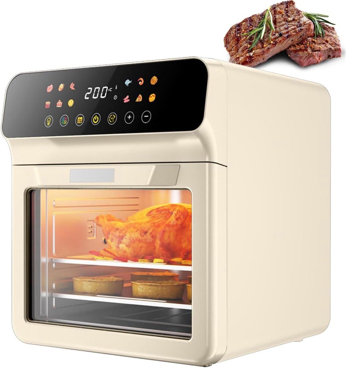 Airfryer Oven - Multicooker - Gezond Koken - Zichtvenster - 12 Liter - Off-white — afbeelding 1