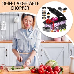 Keuken Snijmachine - Groentehakker Dicer - Maaltijden Voorbereiden - 18-in-1 Functies - 33.4 x 12.7 x 12.3 cm - Zwart — thumbnail 4