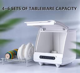 Tafelblad vaatwasser - Mini vaatwasser - Huishoudelijk gebruik - Intelligente automatisering - 1 mand - Wit — thumbnail 4