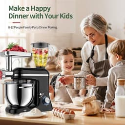 Elektrische Keukenmixer - Standmixer Deegmixer - Bakken en Koken - 3-in-1 Multifunctioneel - 6 Liter Kom - Zilver — thumbnail 2