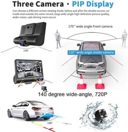 USB Dashcamera - Zwart - 10,2 cm (4 inch) - Drie Camera's met 1080P Resolutie - Voor Auto's — thumbnail 2