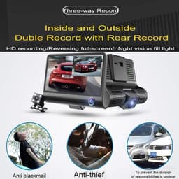 USB Dashcamera - Zwart - 10,2 cm (4 inch) - Drie Camera's met 1080P Resolutie - Voor Auto's — thumbnail 3