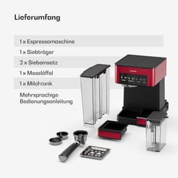 Espresso Machine - Koffiezetapparaat - Thuis Barista - Met Melkopschuimer - 1.8L Tank - Rood — thumbnail 3