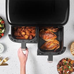 Airfryer 9 Liter Dual Zone – Dubbele Heteluchtfriteuse met 2 Lades – Olievrij – 9 Programma’s – Vaatwasmachinebestendig – 2800W Zwart — thumbnail 5