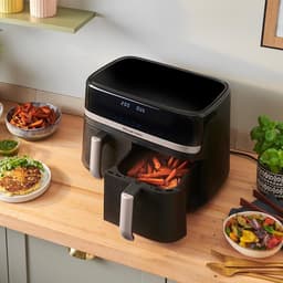 Airfryer 9 Liter Dual Zone – Dubbele Heteluchtfriteuse met 2 Lades – Olievrij – 9 Programma’s – Vaatwasmachinebestendig – 2800W Zwart — thumbnail 4