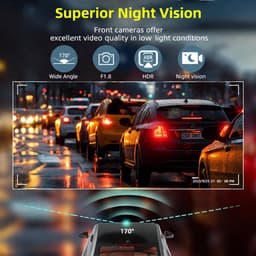 Namajunas – Dashcam voor auto voor en achter – 4K+1080P, WiFi, HDR nachtzicht -24-uurs bewaking– Dashcam voor auto full hd gps– G sensor, 170° groothoek, loop-opname, parkeerstand — thumbnail 3