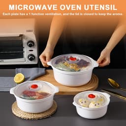SnelShoppen - Magnetron Servies, Bewaarboxen met Deksel, Magnetron Borden met Deksel, 3 L Magnetron Kom, Opbergcontainers met Deksel, Geschikt als Bou — thumbnail 5