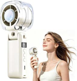 LISM-Handventilator met sproeifunctie en LED-display, stille werking, compact formaat, oplaadbaar, mini-draagbare ventilator, ideaal als zomercadeau. — thumbnail 1