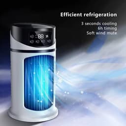Draagbare ventilator met 5 ventilatorsnelheden, een vernevelingsfunctie met waterreservoir en een stil ontwerp, geschikt om te slapen, werken en studeren, en simuleert een natuurlijke wind. — thumbnail 4