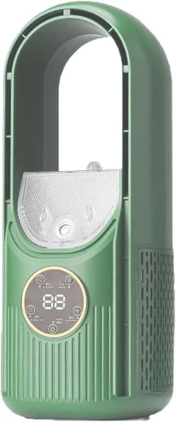 Draagbare bureauventilator met 6 instelbare ventilatorsnelheden en een timerfunctie van 6 uur. Geschikt voor studentenkamers, studeerkamers en bureaus. Stille werking en zachte nevel. Ideaal voor thuisgebruik. - Groen en milieuvriendelijk. — thumbnail 1