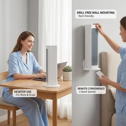 Draagbare Airconditioner - mini airco - luchtkoeler - draagbare airconditioner voor thuis - mini air cooler - mini aircooler met water usb-c - mini aircooler - mobiele airco - Persoonlijke Koeling - Ultra Stil Ontwerp - 32.5 x 7.5 x 7.5CM - Wit — thumbnail 4
