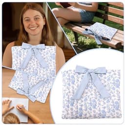 Gevoerde Bijbelhoes met strik, 32x27cm Polyester Blauw Bloemenpatroon Bijbelboekhoes Draagtas Beschermhoes voor Vrouwen en Meisjes Christelijke Cadeaus — thumbnail 5