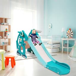 4-in-1 kinderglijbaan met basketbalkorf & leermachine, voor binnen en buiten, 145 x 38 x 67 cm, tot 35 kg, groen — thumbnail 2