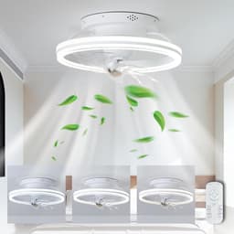 Plafondventilator met Verlichting - Ventilatorlamp Kamer - Comfort Verhogend - 360 Graden Draaibaar - 40 x 40 x 16 cm — thumbnail 1
