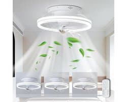 Plafondventilator met Verlichting - Ventilatorlamp Kamer - Comfort Verhogend - 360 Graden Draaibaar - 40 x 40 x 16 cm
