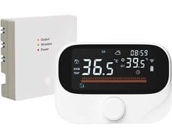 Slimme Thermostaat - Programmeerbare Sensor - Energie Besparen - App en Spraakbesturing - 300m Zonder Draad - Wit